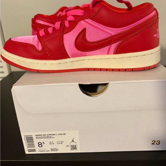 Nike Women's Air Jordan 1 Low SE Red and Pink Sneakers - Picture 5 of 5